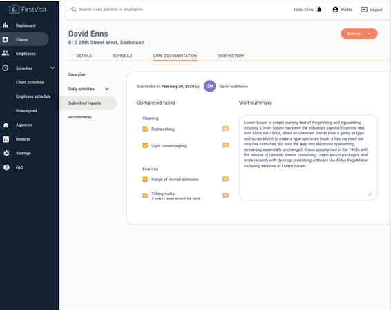 FirstVisit - care documentation