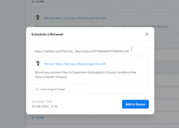 Hypefury retweet scheduling