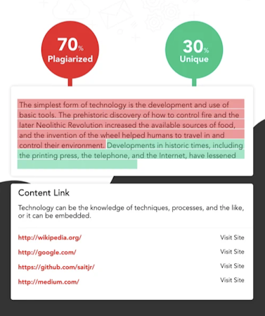 Plagiarism Detector content links