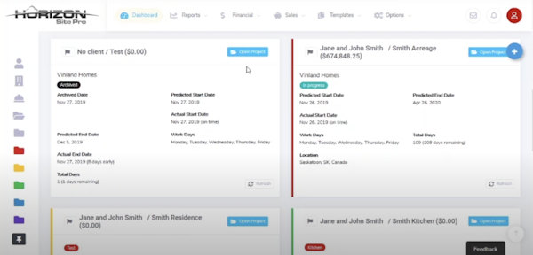 Horizon Site Pro - projects