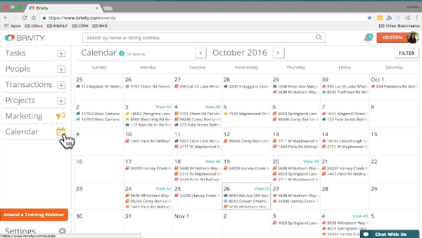 Brivity CRM calendar