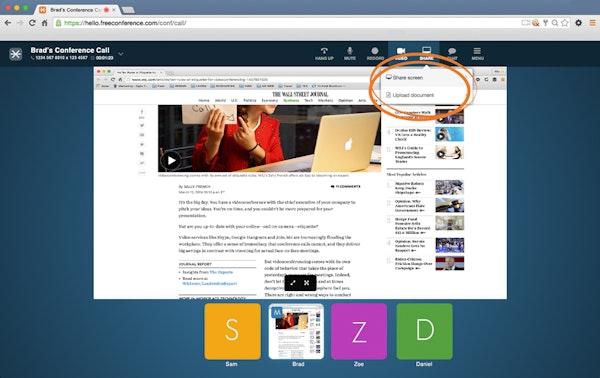 FreeConference screen sharing