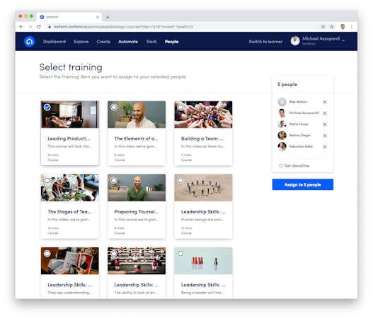 Innform training modules screenshot