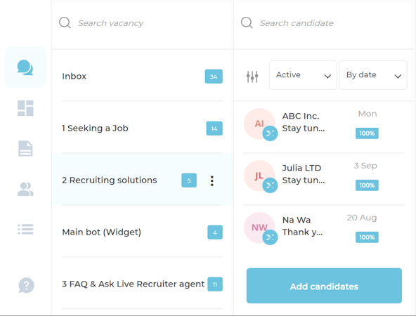 Live Recruiter search functionality