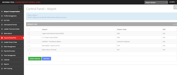 The Booking Tool control panel screenshot