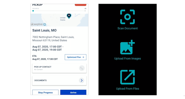 Mobile application information sharing, document upload