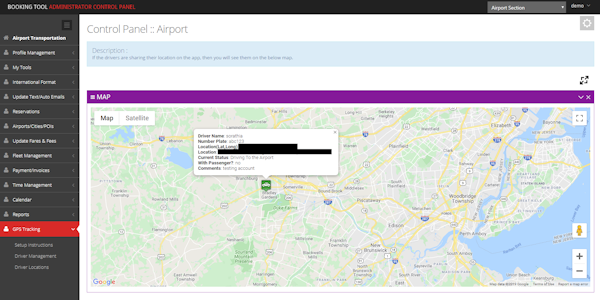 The Booking Tool maps screenshot