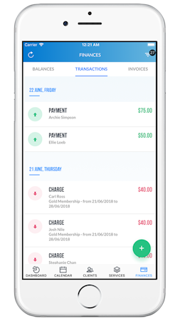 PTminder transactions screenshot