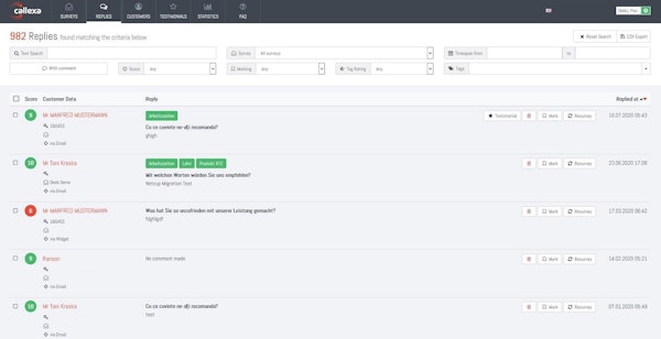 Callexa Feedback replies