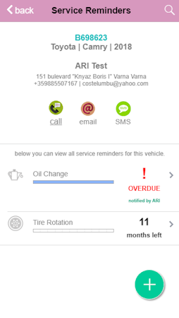 ARI service reminders