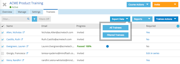 Export data