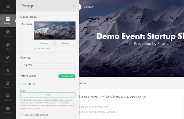 Create event page