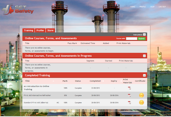 Active and completed training