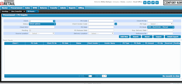 Purchase order search