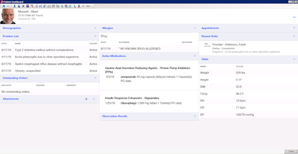 Patient dashboard