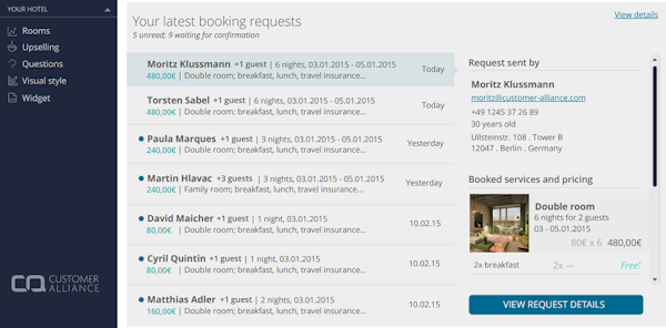 Latest bookings