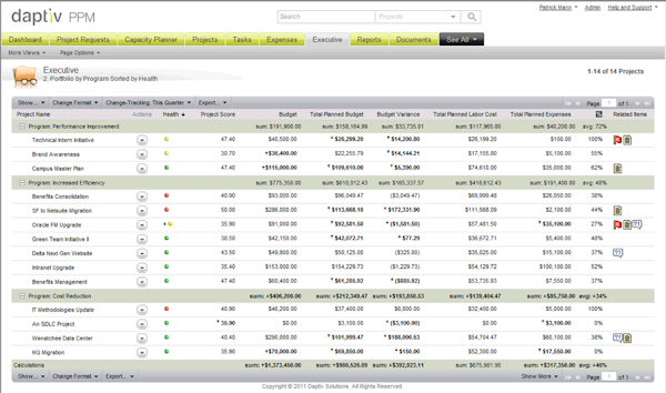 Daptiv PPM financial management
