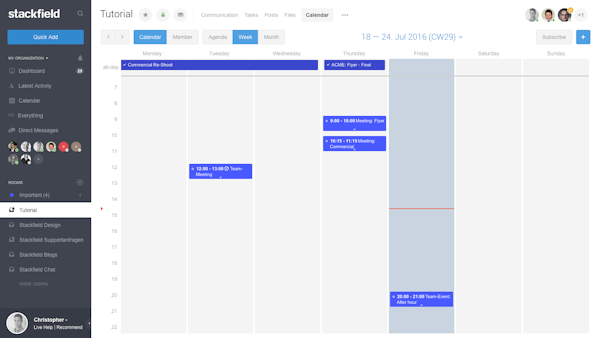 Weekly calendar