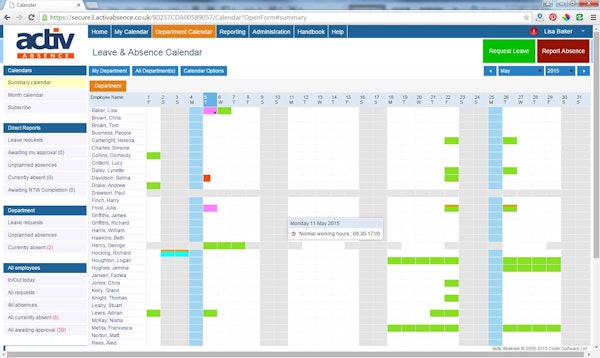 Department calendar