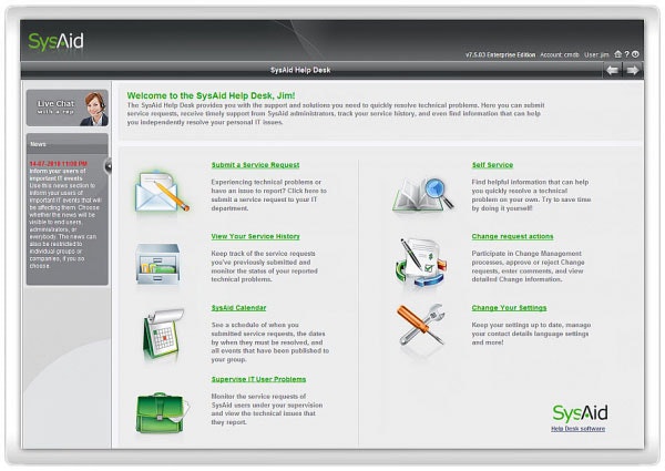 Self-Service End Users' Portal
