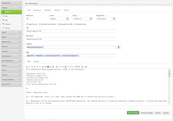 Knowledge Base Article Editor