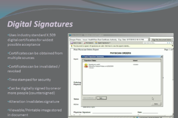 HealthWare digital signatures