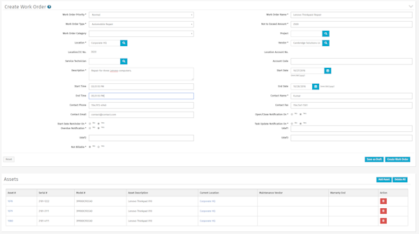 Create a work order