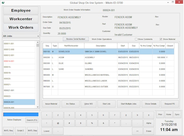 Work order information