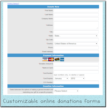 Customizable Online Donations Forms