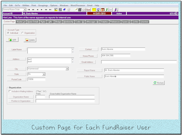 Custom Page for Each FundRaiser User
