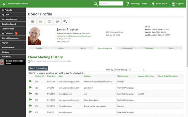 Donor profile on the Cloud