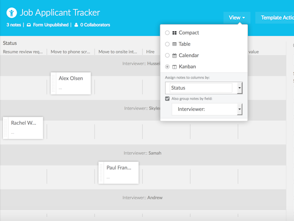 Job applicant tracker