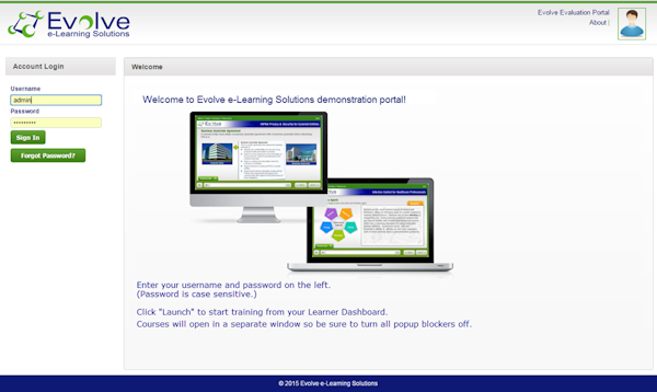 Login screen