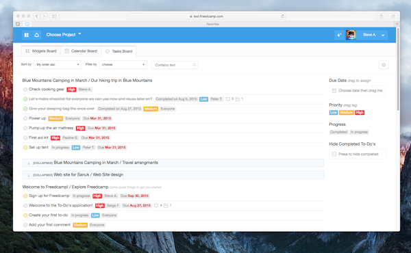 Tasks board