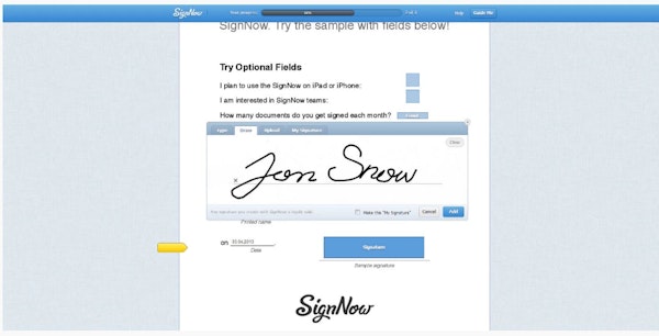 Signing fields