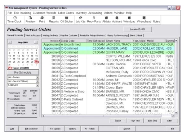 Pending service orders