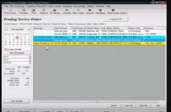 Pending service orders
