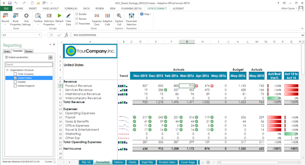 Adaptive Insights 1-click reports in Office