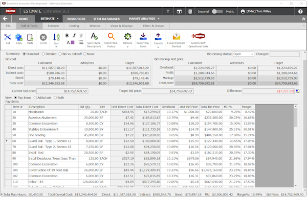 Editing an estimate
