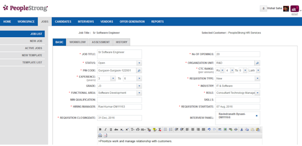 Job list
