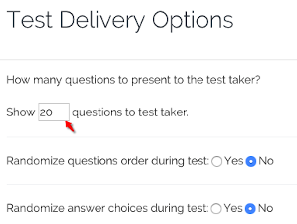 Test delivery options