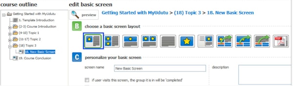 Choose screen layout