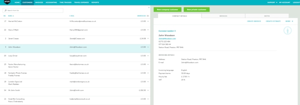 Client contact information