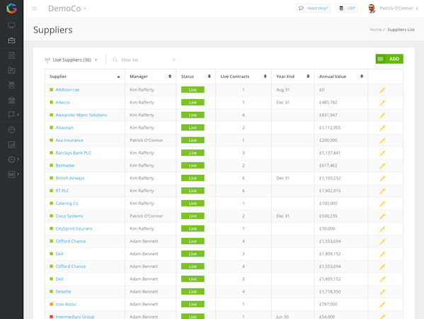 Manage suppliers
