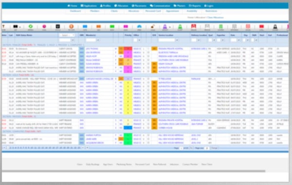 Allocations screen