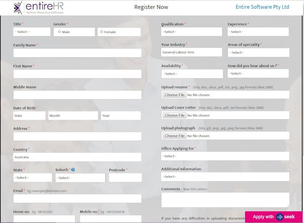 Application form
