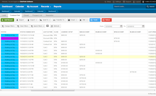 Lead manager screen