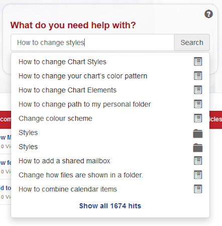 Search options