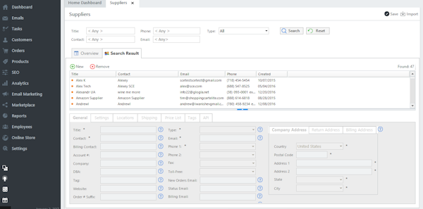 Supplier dashboard