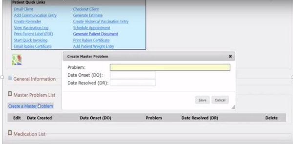 Master problem entry
